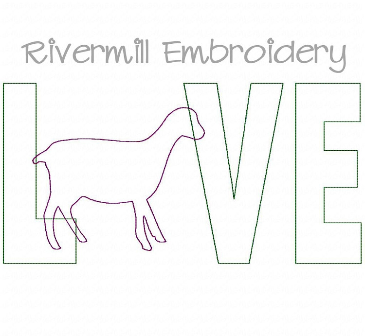 Raggy Applique Lamancha Goat Love Machine Embroidery Design