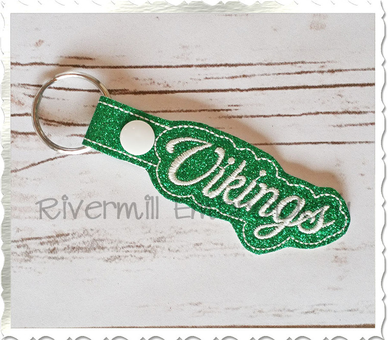 Vikings In The Hoop Snap Tab Key Fob Machine Embroidery Design