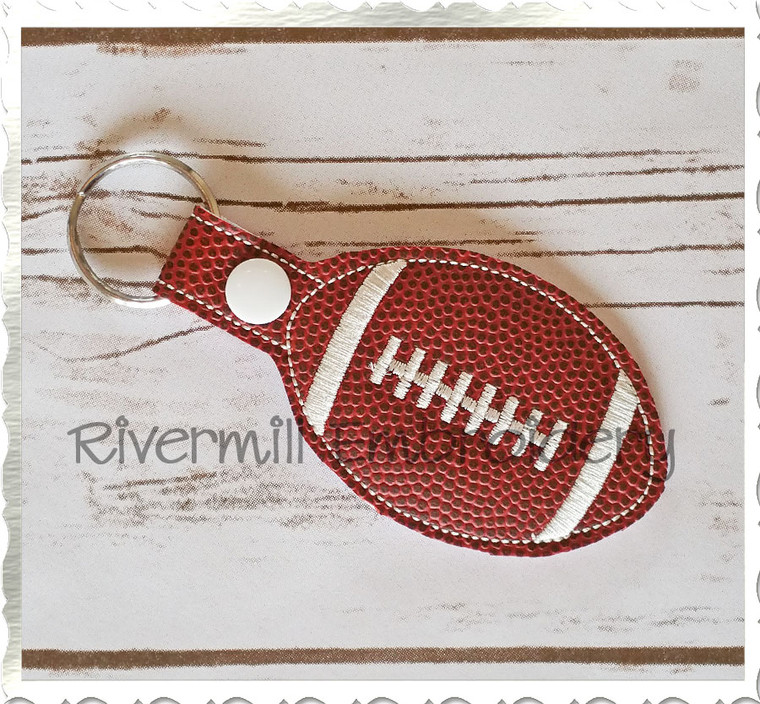 Football In The Hoop Snap Tab Key Fob Machine Embroidery Design