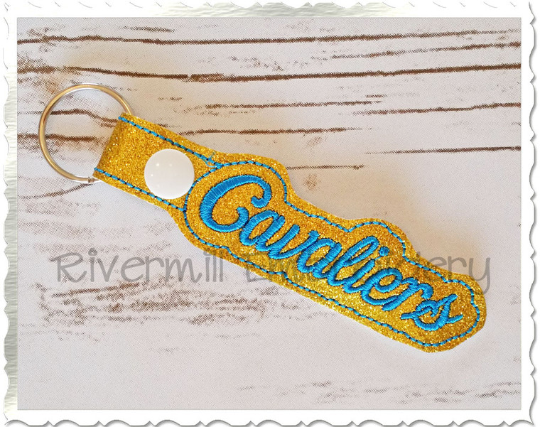Cavaliers In The Hoop Snap Tab Key Fob Machine Embroidery Design