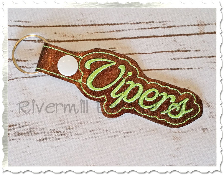 Vipers In The Hoop Snap Tab Key Fob Machine Embroidery Design