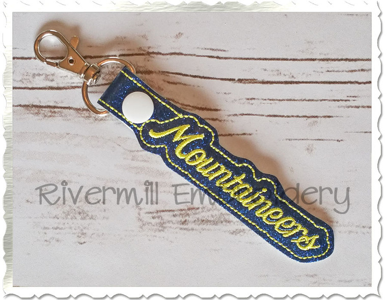 Mountaineers In The Hoop Snap Tab Key Fob Machine Embroidery Design