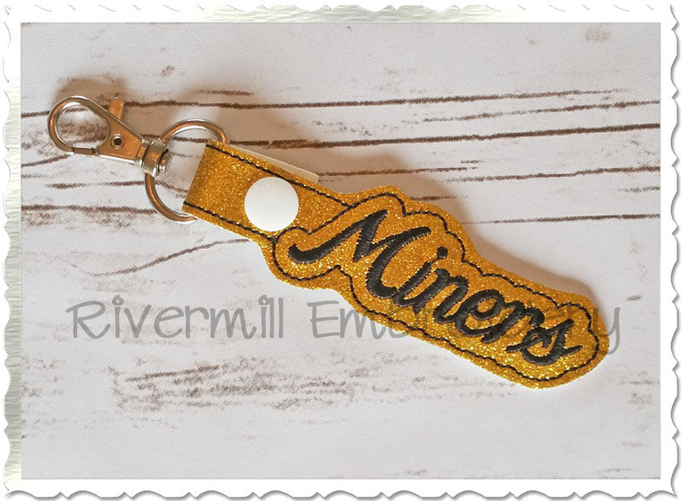 Miners In The Hoop Snap Tab Key Fob Machine Embroidery Design