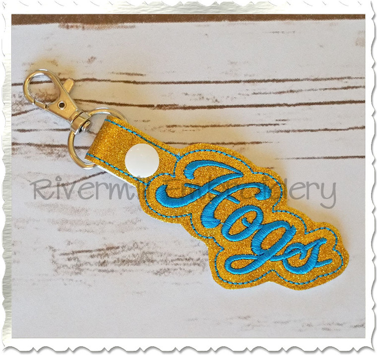 Hogs In The Hoop Snap Tab Key Fob Machine Embroidery Design