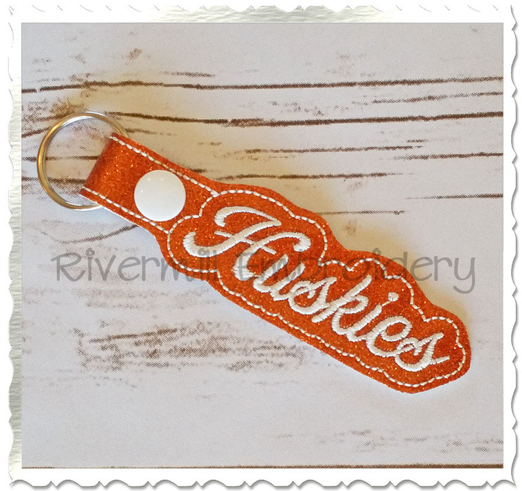 Huskies In The Hoop Snap Tab Key Fob Machine Embroidery Design