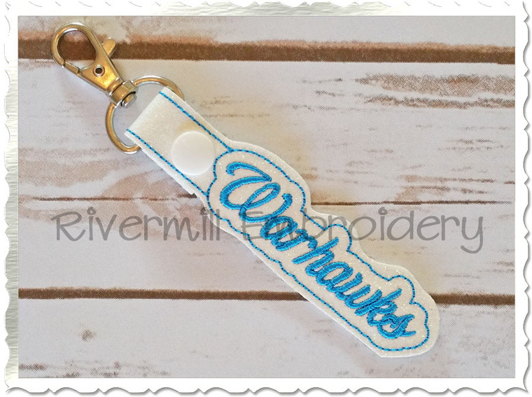Warhawks In The Hoop Snap Tab Key Fob Machine Embroidery Design