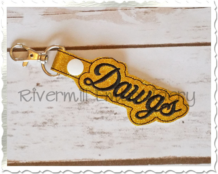 Dawgs In The Hoop Snap Tab Key Fob Machine Embroidery Design