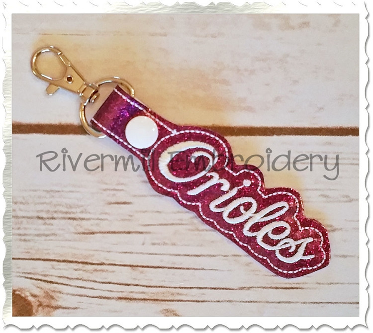 Orioles In The Hoop Snap Tab Key Fob Machine Embroidery Design