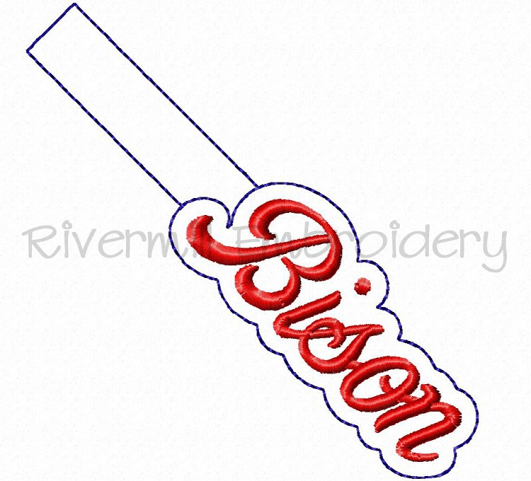 Bison In The Hoop Snap Tab Key Fob Machine Embroidery Design