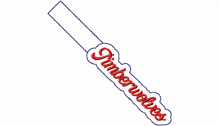 Timberwolves In The Hoop Snap Tab Key Fob Machine Embroidery Design