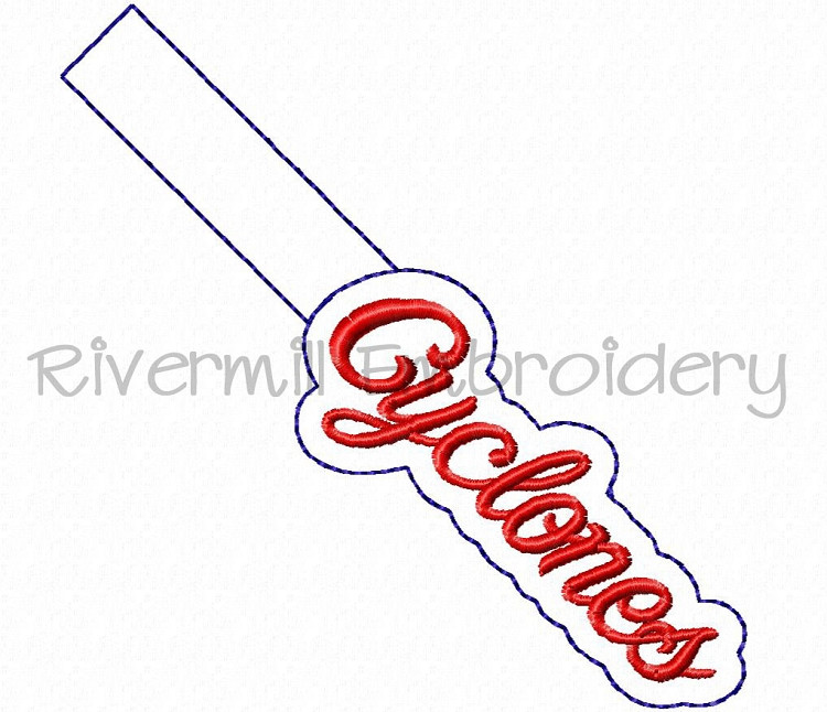 Cyclones In The Hoop Snap Tab Key Fob Machine Embroidery Design