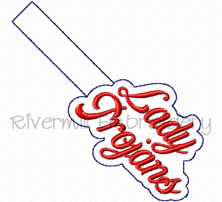 Lady Trojans In The Hoop Snap Tab Key Fob Machine Embroidery Design
