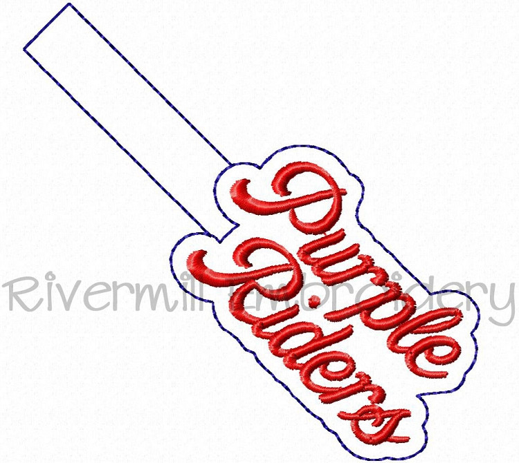 Purple Riders In The Hoop Snap Tab Key Fob Machine Embroidery Design