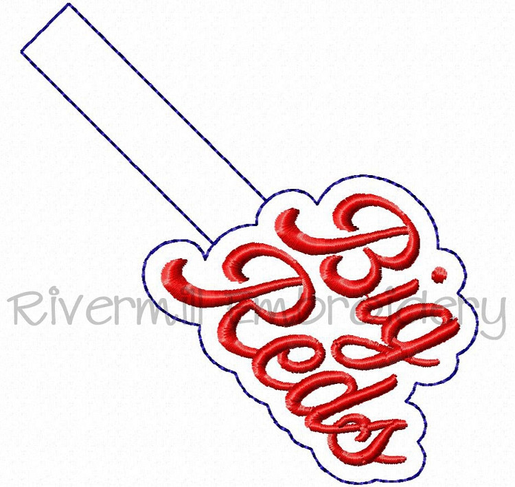 Big Reds In The Hoop Snap Tab Key Fob Machine Embroidery Design