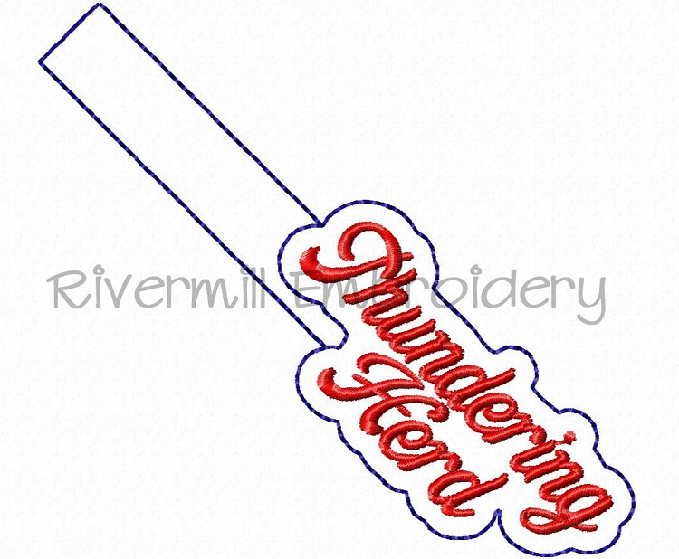 Thundering Herd In The Hoop Snap Tab Key Fob Machine Embroidery Design
