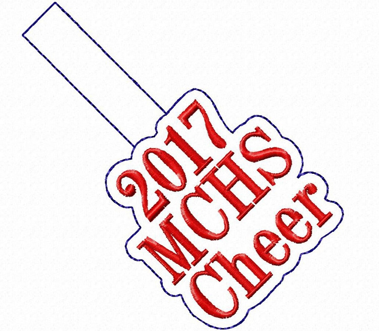 2017 MCHS Cheer In The Hoop Snap Tab Key Fob Machine Embroidery Design
