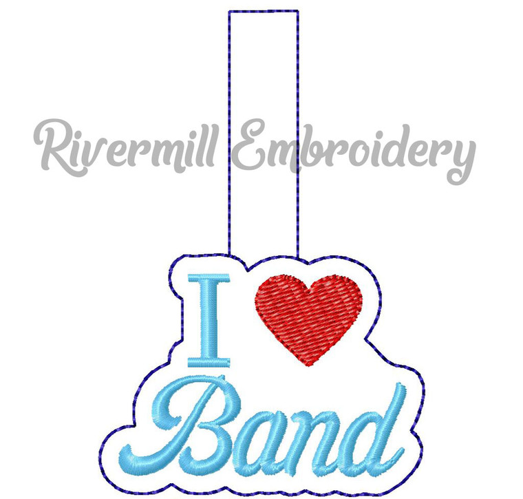 I Heart Band In The Hoop Snap Tab Key Fob Machine Embroidery Design