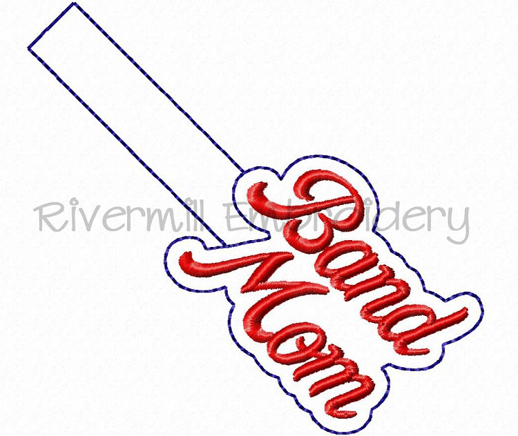 Band Mom In The Hoop Snap Tab Key Fob Machine Embroidery Design