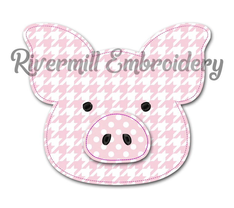 Raggy Applique Pig Face Machine Embroidery Design