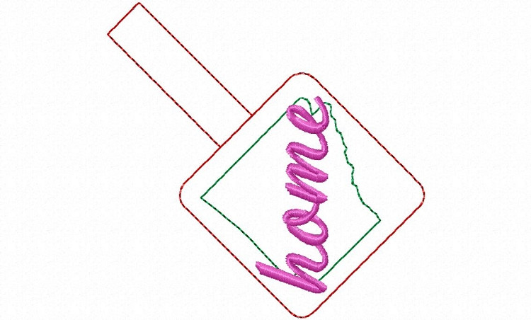 Arkansas Home In The Hoop Snap Tab Key Fob Machine Embroidery Design