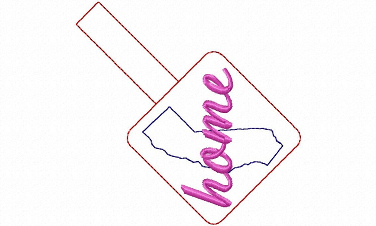 California Home In The Hoop Snap Tab Key Fob Machine Embroidery Design