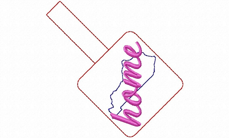 Kentucky Home In The Hoop Snap Tab Key Fob Machine Embroidery Design