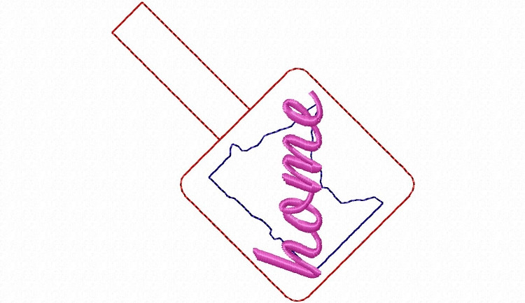 Minnesota Home In The Hoop Snap Tab Key Fob Machine Embroidery Design