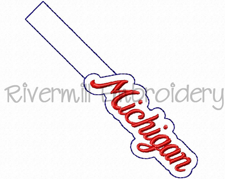 Michigan In The Hoop Snap Tab Key Fob Machine Embroidery Design