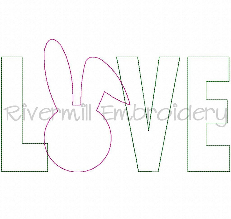 Raggy Applique Bunny Love Machine Embroidery Design
