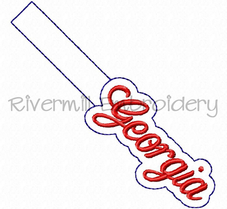 Georgia In The Hoop Snap Tab Key Fob Machine Embroidery Design
