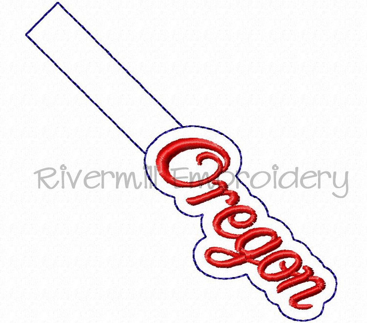 Oregon In The Hoop Snap Tab Key Fob Machine Embroidery Design