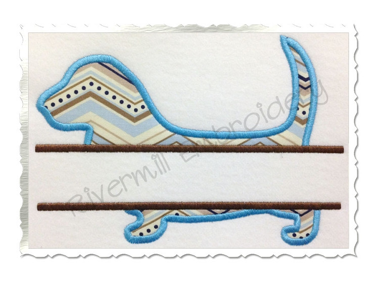 Split Applique Basset Hound Dog Silhouette Machine Embroidery Design
