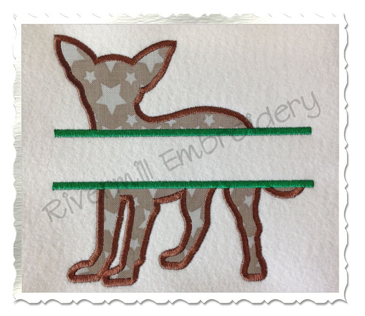 Split Applique Chihuahua Dog Silhouette Machine Embroidery Design
