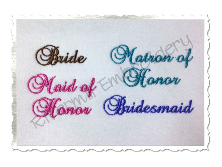Bridal Party Shirt Cuff Machine Embroidery Designs