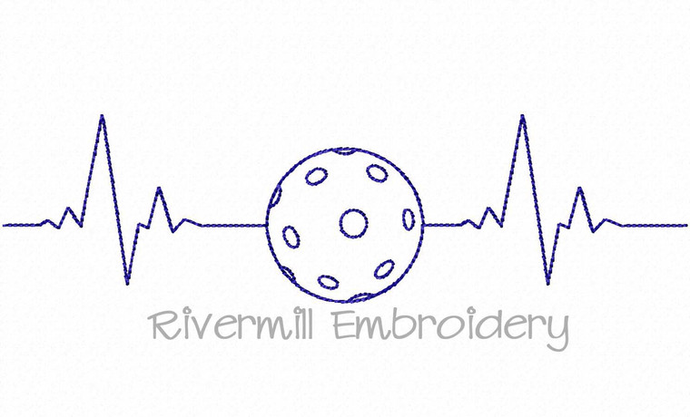 Pickleball Heartbeat Machine Embroidery Design
