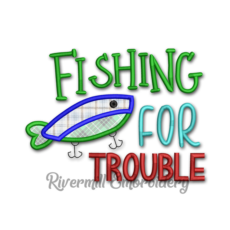 Fishing For Trouble Machine Embroidery Design