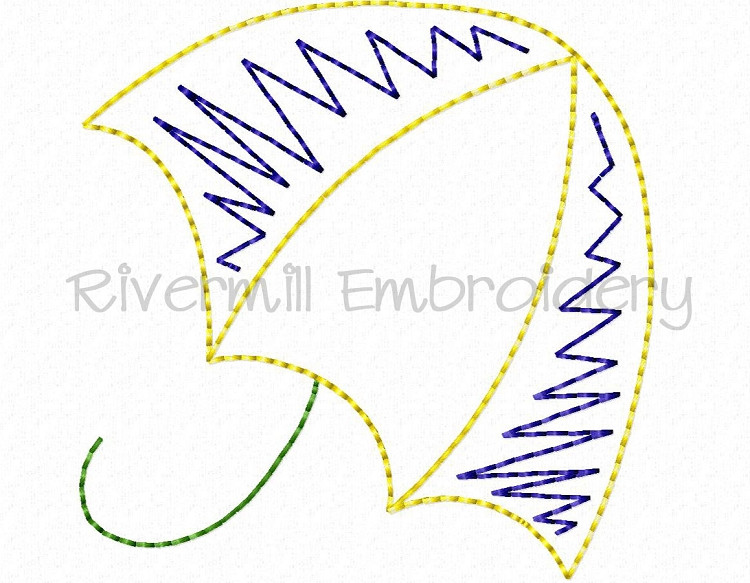 Doodle Umbrella #2 Machine Embroidery Design