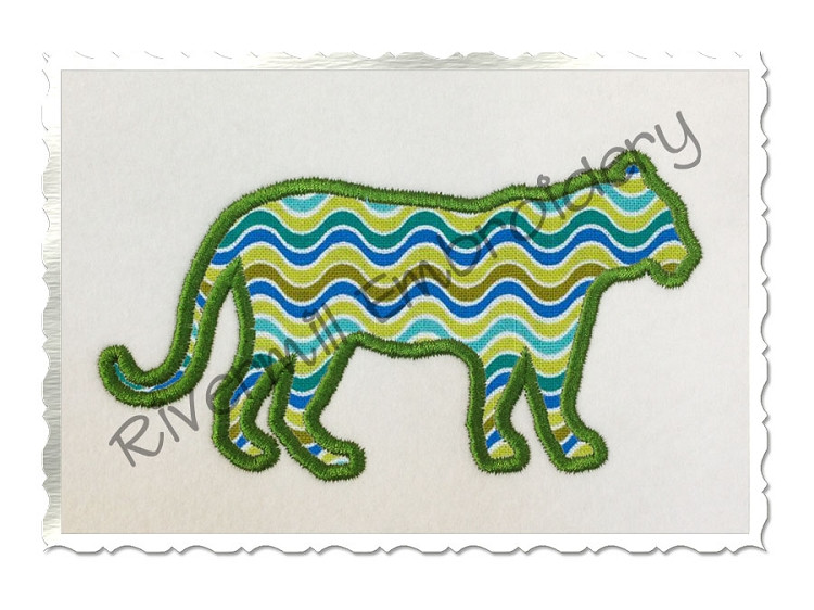 Applique Tiger Silhouette Machine Embroidery Design