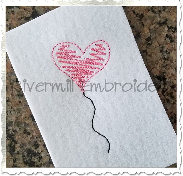 Scribble Hearts Balloon Machine Embroidery Design