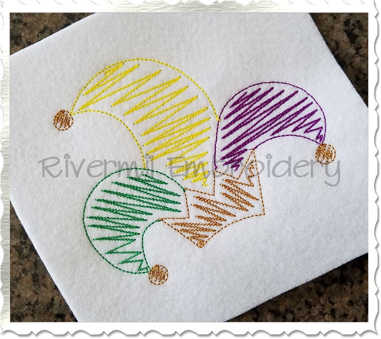 Scribble Jester Hat Machine Embroidery Design