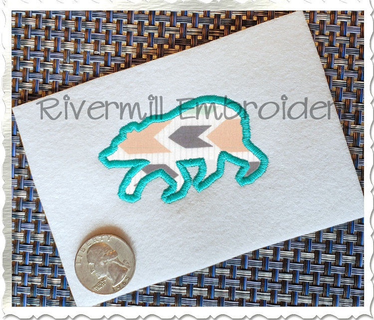 Small Applique Walking Bear Silhouette Machine Embroidery Design