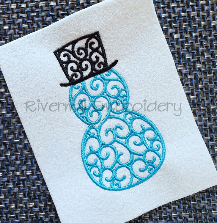 Swirl Snowman Machine Embroidery Design