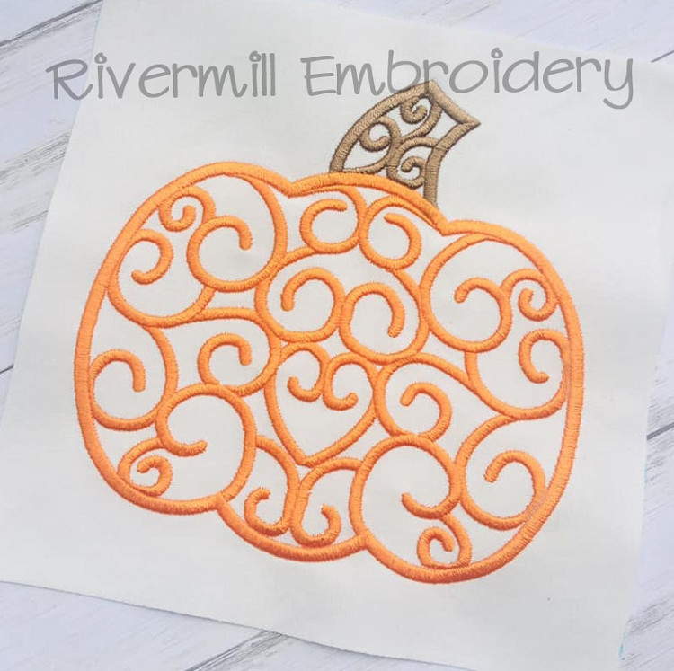 Swirl Pumpkin Machine Embroidery Design