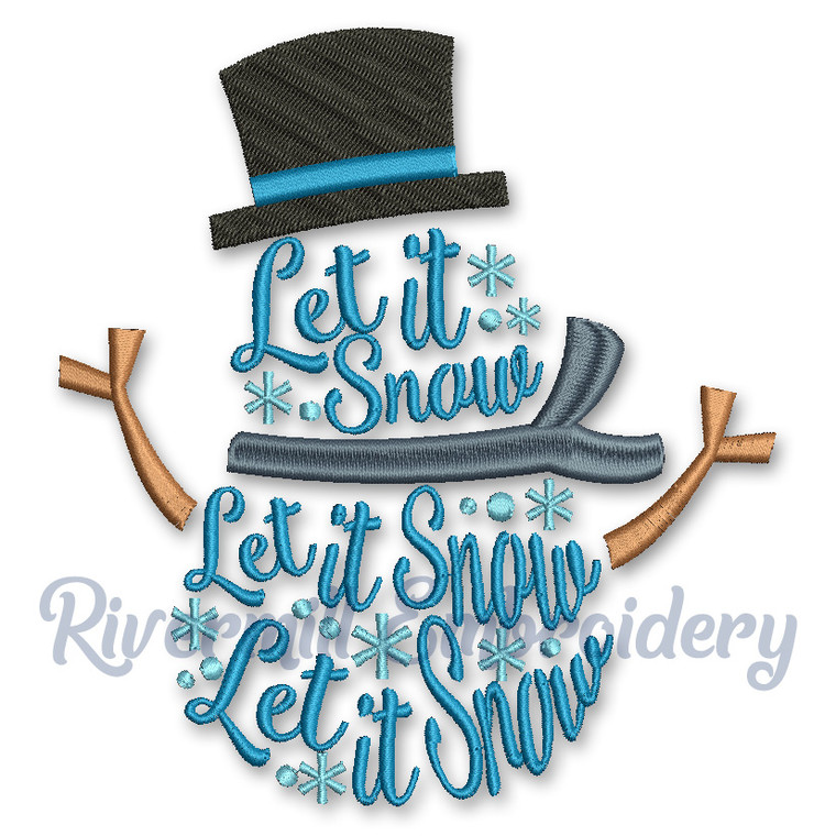 Let It Snow Snowman Machine Embroidery Design