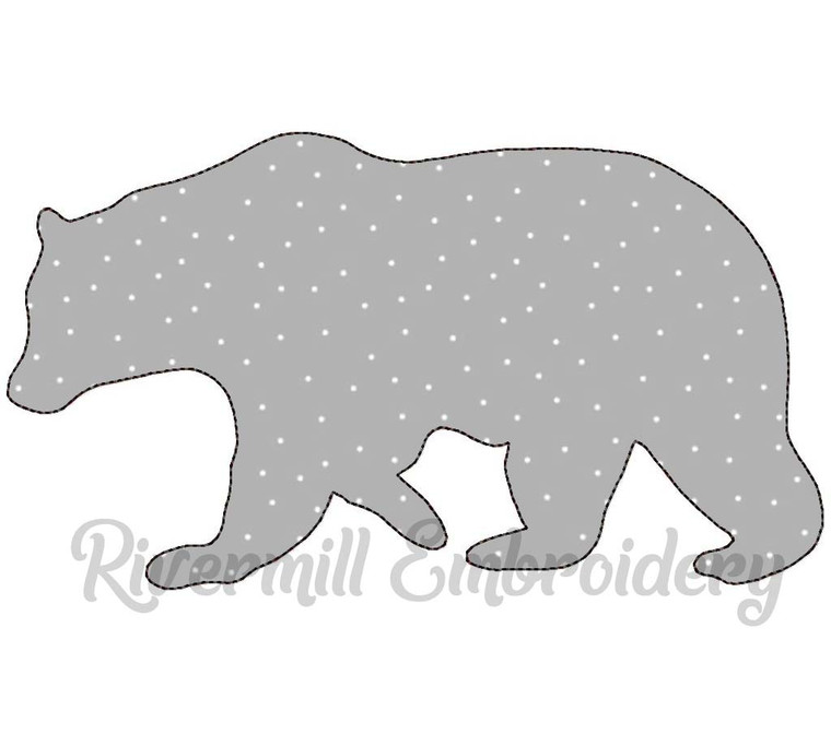 Large Raggy Applique Walking Bear Silhouette Machine Embroidery Design (Version 2)