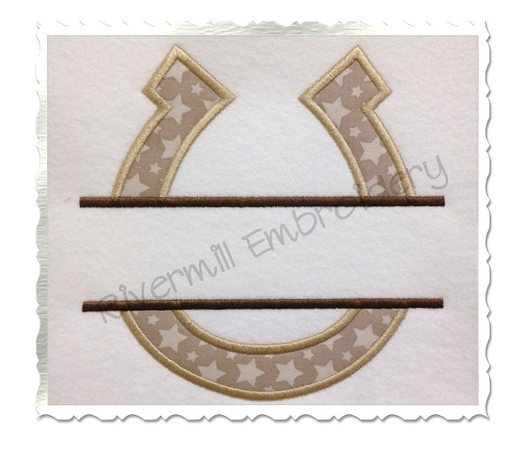 Applique Split Horseshoe Machine Embroidery Design