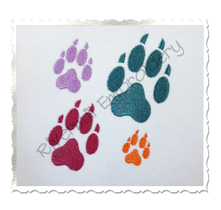 Small Wolf Paw Print Machine Embroidery Design