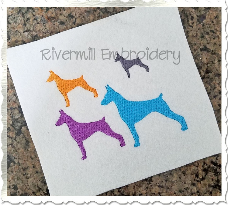 Mini Doberman Silhouette Machine Embroidery Design