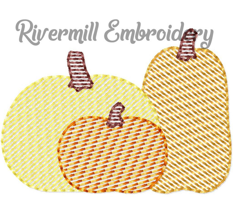 Mini Sketch Pumpkins Pumpkin Trio Machine Embroidery Design