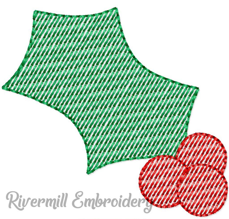 Mini Sketch Holly & Berries Machine Embroidery Design